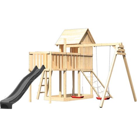 Spielt. Frieda nat.107x107x291 m.Rutsche+Doppelsch+Anbauplf