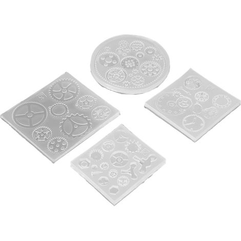 Moule en silicone 3D en forme d'engrenage pour gâteau au chocolat et fondant, idéal pour la création de bijoux et pendentifs en résine. Lot de 4. (1/5)