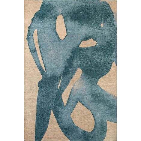 Tapis intérieur extérieur bleu motif swing antidérapant - 80 x 150 cm (1/5)
