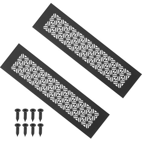 Ventilation Grille 300 x 80 mm, Door Vent Grille, Aluminium Ventilation Grille, with Mounting Screws for Cabinet, Cabinet, Door, Black (1/5)