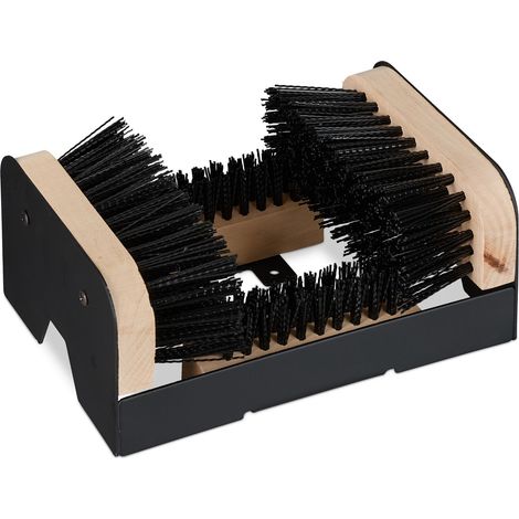 Relaxdays Gratte-pieds avec brosses sur 3 côtés, paillasson d'extérieur, poils robustes, fixation au sol, noir/nature (1/5)