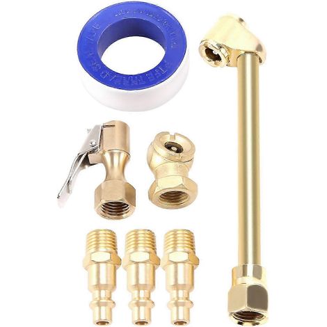 Ensemble de 6 mandrins pneumatiques en laiton avec raccord à bille fermée 1/4", double tête femelle NPT et connecteurs à flux fermé (1/5)