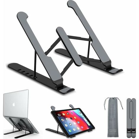 Laptopständer, 6-fach verstellbarer Laptopständer, ergonomisch und leicht, kompatibel mit MacBook, Dell, Lenovo, HP und anderen Laptops und Tablets (Schwarz)