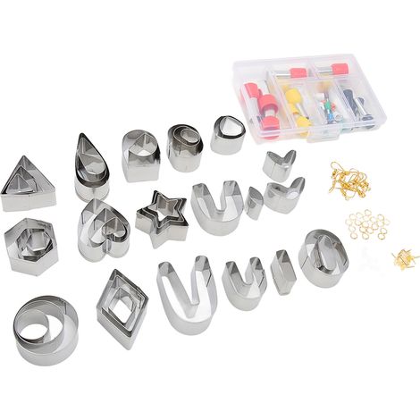 Ensemble de 126 couteaux en pâte polymère, comprenant 36 couteaux en acier inoxydable de formes différentes, dont 40 couteaux ronds et 50 accessoires pour boucles d'oreilles. (1/5)