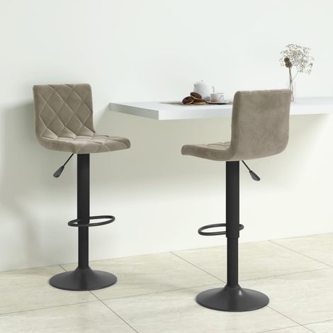 Barhocker 2 Stk. Hellgrau Samt