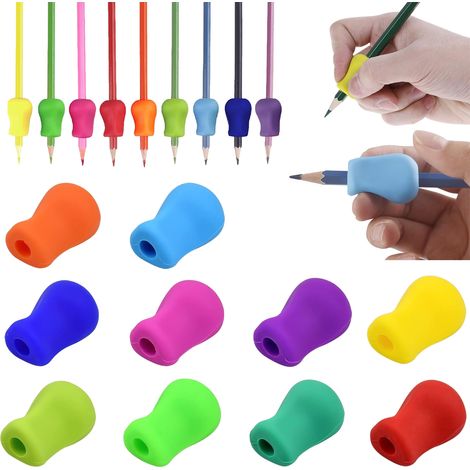 Porte-Crayon - Silicone Non Toxique - Pour Enfants 3 à 12 Ans - Ergonomique Antidérapant - Lot de 10 Pièces (1/5)
