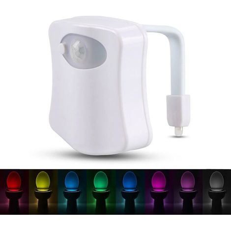 Lampe LED 8 couleurs pour siège de toilette avec détecteur de mouvement, veilleuse automatique, accessoires de salle de bain (1/5)