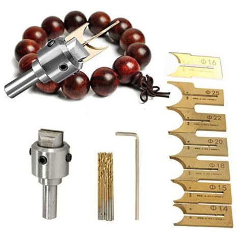 Juego de fresas para cuentas, fresadora para carpintería, juego de brocas para fresadora, kit de herramientas pequeño y portátil de acero aleado de alta dureza, 16 piezas (1/4)