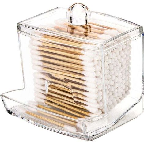 Grande dispenser trasparente per cotton fioc, accessorio per il bagno, decorazione, contenitore per cotton fioc, porta batuffoli di cotone, barattolo da farmacia, cotton fioc, b-Crezuo