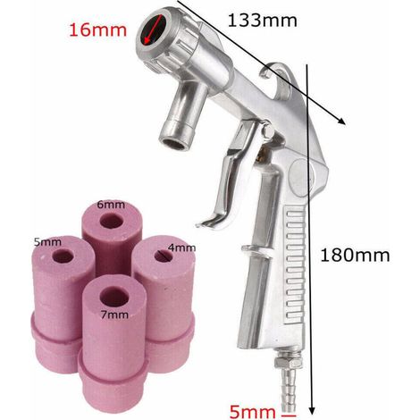 Sandblaster Pistolet Sablage Pneumatique Kit, Pistolet de sablage + 4 buses céramiques SBC 90-220-350 Pistolet de sablage à air comprimé (1/5)
