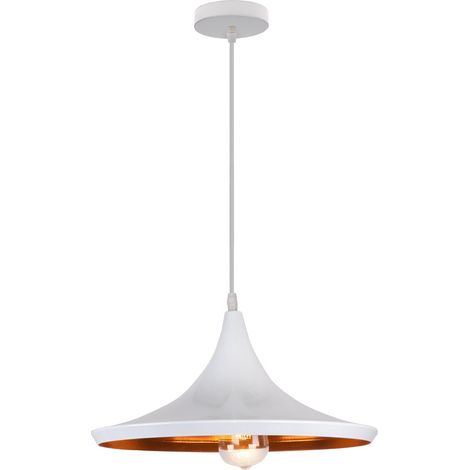 Suspension Luminaire Contemporain E27 36cm Lustre Suspension Industrielle en Métal Luminaire Décor pour Café Restaurant Bar Blanc (1/5)