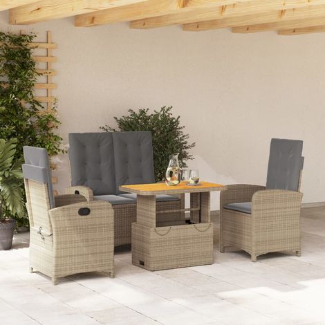 Ensemble à manger de jardin coussins 4 pcs-Salon de jardin beige résine tressée 207170 (1/5)