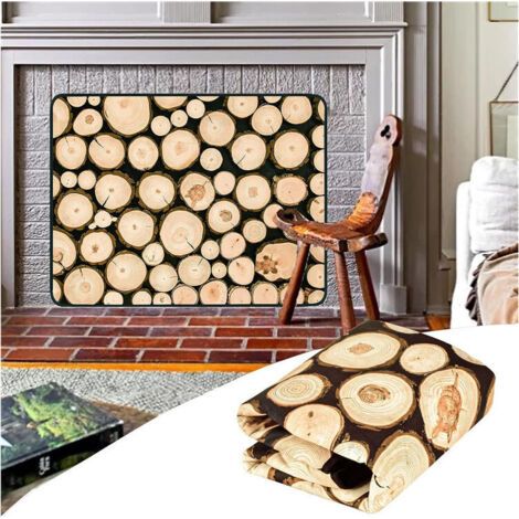 Manteau de cheminée magnétique, couverture barrière de cheminée peut empêcher la perte de chaleur la nuit 86x115 cm-pile de bois (1/5)