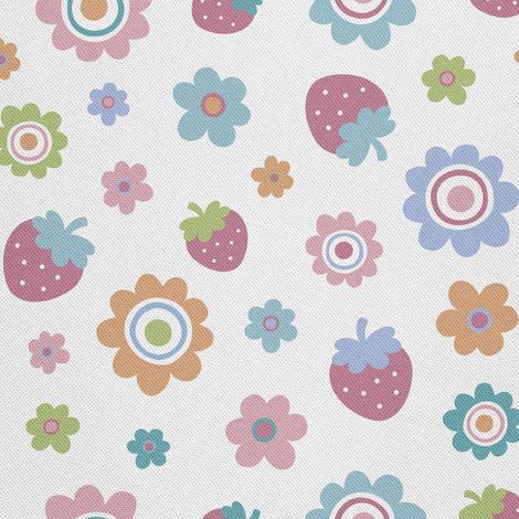Tela decorativa para exteriores Oxford - Motivo de fresas y flores I DX430 (1/5)