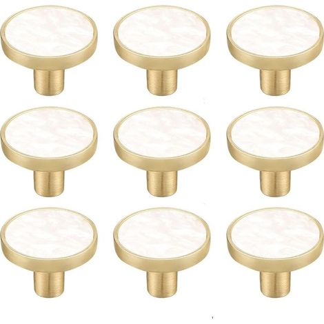 Lot de 8 boutons d'armoire ronds en Alliage de zinc,Poignées de tiroir décoratives blanches,Boutons de commode, de commode, de meubles de cuisine, crochets à vêtements (8, style) (1/4)