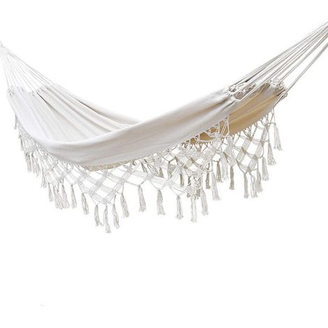 Hamac d'extérieur, Double Coton, hamac brésilien de Jardin, Convient pour 2 Adultes idéal 200150cm(Max Load 450 lbs) (1/5)