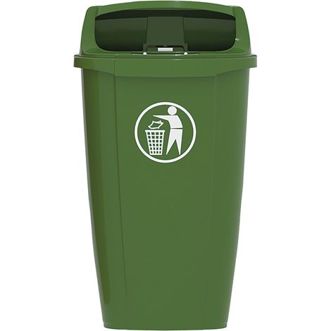 Papierkorb Mülleimer 50 Liter grün - HDPE, Wandmontage, Dreikantschlüssel, temperaturbeständig für den Außenbereich