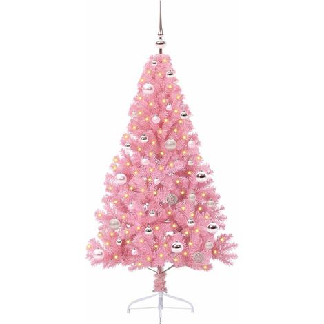 Sapin de Noël Arbre de Noël artificiel pré-éclairé Rose 150 cm PVC (1/5)