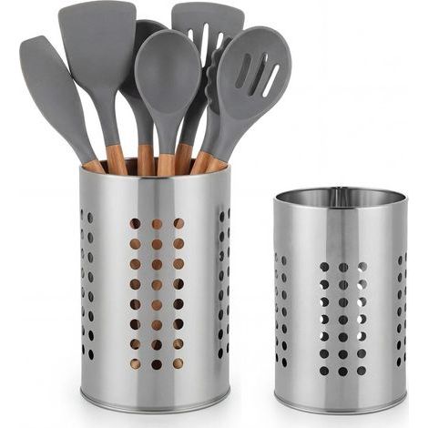 Lot de 2 Pot Ustensiles Cuisine Porte Ustensiles Cuisine en Acier Inoxydable Egouttoir Couvert Verticalen Rangement Pot Ustensile Rond pour Couteau Fourchette Cuillère Baguettes (1/5)