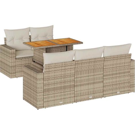 Maison Exclusive - Juego de sofás jardín con cojines 6 pzas ratán (1/5)