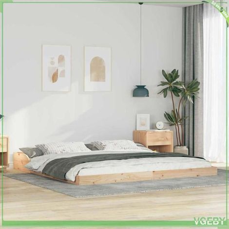 Cadre de lit - ABI - 180 x 220 cm - Pin massif - Marron - 2 places (1/5)