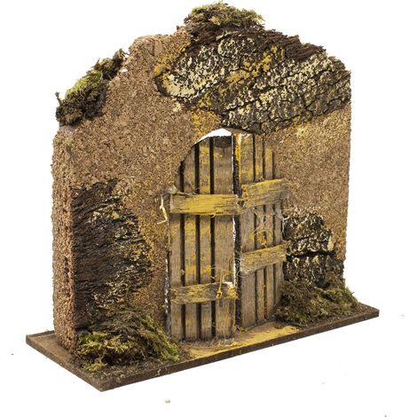 1 PARETE IN RESINA CON PORTONE 15X6X14CM ASSORTITA PER PRESEPE (1/3)