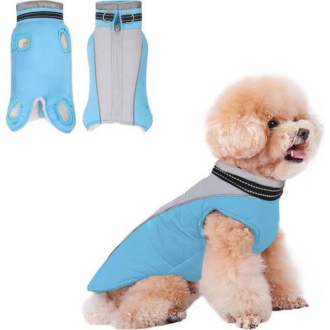 Chaqueta para perro sin mangas de algodón reflectante para invierno, talla L (1/5)