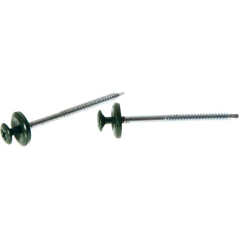 Viti universali ONDULINE per legno e metallo con guarnizione. Lunghezza 60mm - Colore verde - Confezione da 100PZ