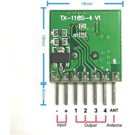 Couleur gris transmetteur de codage sans fil à large tension 433 mhz récepteur de décodage, Module de sortie à 4 canaux pour télé (1/4)