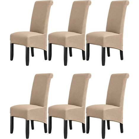 Samt Stuhlhussen 6er Set, abnehmbar & waschbar, dehnbar für Esszimmerstühle (1/5)