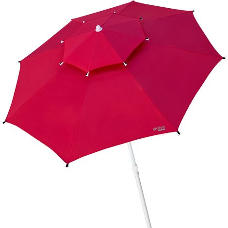 Aktive 53849 - Ombrellone da giardino, grande ombrello, Ø 280 cm, design ottagonale, manico 28-32 cm, con tetto ventilato, protezione UV35, colore: rosso (1/5)