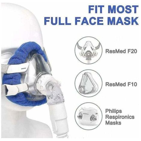 Paquete azul de 4 forros suaves para mascarillas CPAP, fundas faciales completas para mascarillas CPAP, accesorios respiratorios