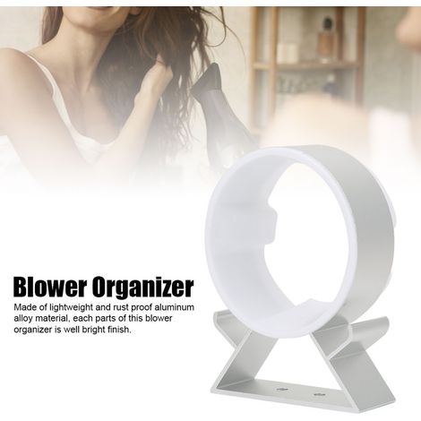 Support pour sèche-cheveux en aluminium sans trous, accessoire de rangement léger (9482SS, argent givré) (1/4)