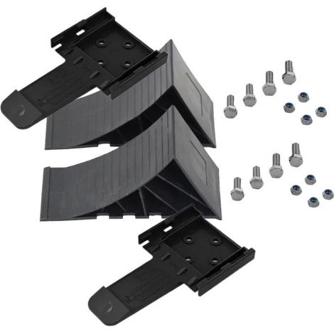 Cales de Roue avec Support [Set de 2] et matériel de Montage - Cales de Frein pour remorques et caravanes, Camping-Cars (1/5)