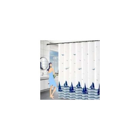 Tenda da doccia antimuffa 120x200, orlo appesantito, impermeabile e lavabile, tessuto in poliestere con stampa oceano, con ganci, adatta per vasche da bagno e box doccia. - Crezuo (1/4)