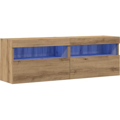 Maison Exclusive - Meuble TV mural avec LED 2 pcs chêne artisanal 60 x 30 x 40 cm