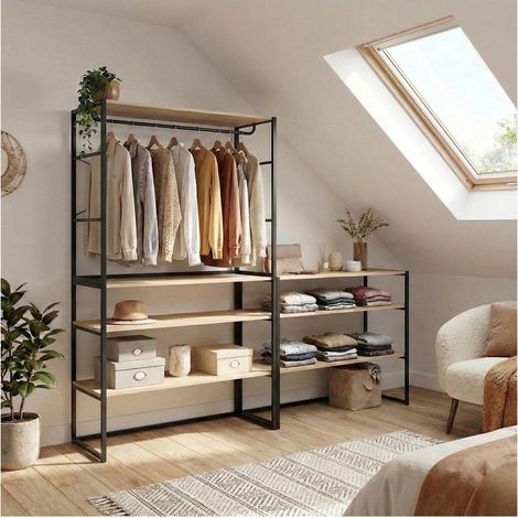 Conjunto de 3 percheros modulares para buhardilla 300x85cm KADRA
