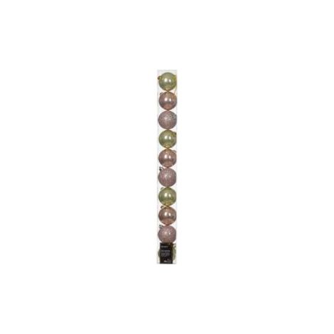 SFERE NATALIZIE 6CM ROSA / VERDI 10PZ IN TUBO (1/2)