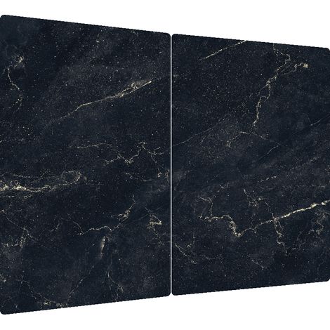 Plaque de Protection en Verre Trempé Universel et Multifonction - 2 pièces 52x30cm Motif Marbre Noir
