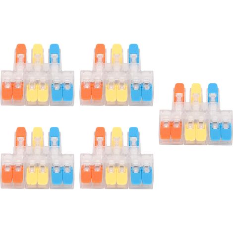 Lot de 5 connecteurs électriques 3 entrées/6 sorties, 41 A, 450 V, pour câbles de section 0,5 à 6 mm² (10 à 20 AWG). (1/5)