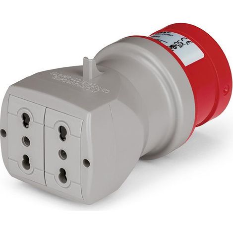 Adattatore elettrico industriale 3p+n+t 16a 250v ip20 2 prese biv scame 610.570