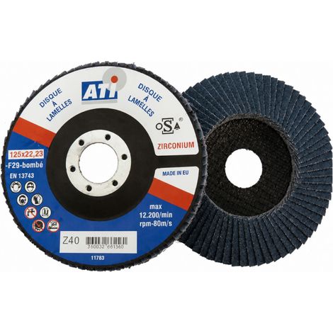 Disco lamellare curvo in zirconio, 125 mm, grana 40.