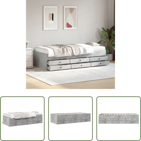 Schlafsofa -  Tagesbett mit Schubladen ohne Matratze Betongrau 75x190 cm (1/5)