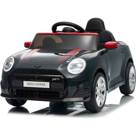 Macchina Elettrica per Bambini Licenza Ufficiale Mini Cooper S Cabrio 12V Sedili in Pelle e Telecomando Nero (1/5)