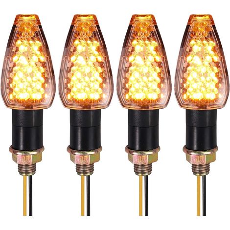 4pcs Clignotants Moto, 14 LEDs Lumière Ambre, Étanche IP65, Universel Scooter Quad (1/5)