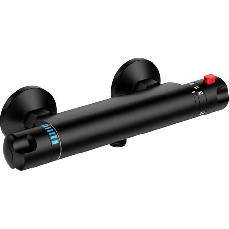 Mitigeur Douche Thermostatique Noir avec Bouton de Sécurité 38 °C (1/5)