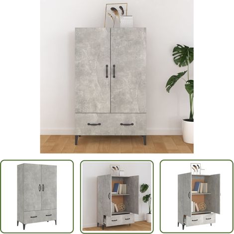 The Living Store Highboard Betongrau 70x31x115 cm Holzwerkstoff - Sideboard - Hochschrank - Wohnzimmermöbel - Holz Sideboard - Grau (1/5)