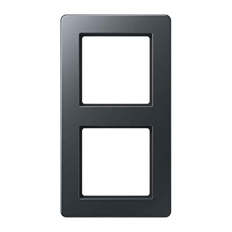 Jung Cadre 2gang, A FLOW, thermoplastique laqué, anthracite mat, montage vertical et horizontal AF 582 BF ANM