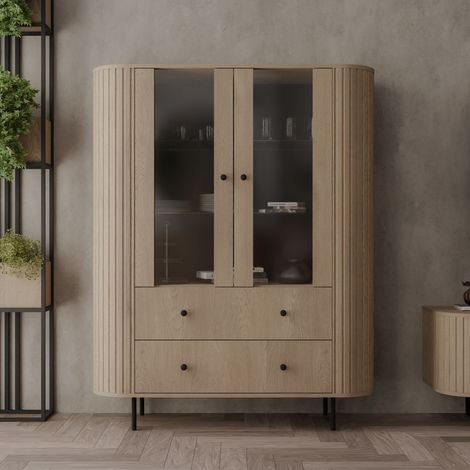 Vitrine moderne 2 portes en bois forme arrondie LILIO (1/5)