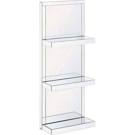 Mensola Bagno Effetto Specchio Argento con 3 Ripiani In Vetro Temperato Gaona (1/5)